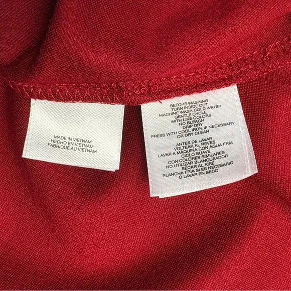 NWT Anne Klein Faux Wrap Midi Sheath Dress 12 Titan Red Stretch Knit *Read - Picture 7 of 11